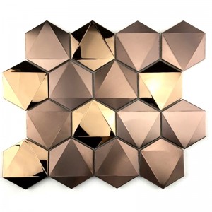 Edelstahl-Fliesen-Mosaik des Rosengold-3D Hexagon-304/316 für Wand-Dekoration
