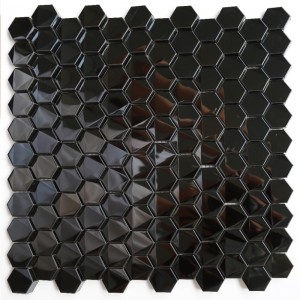 Sechseckige schwarze Badezimmer-Küchen-Blacsplash-Mosaik-Fliesen aus Edelstahl