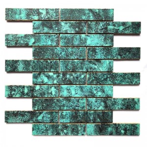 Cafe Green Subway Fan Shaped Fischschuppe antike metallische Messingbronze Mosaik Wandfliesen